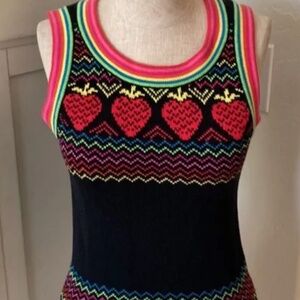 Vintage Cacharel sweater knit rainbow strawberry sleeveless top